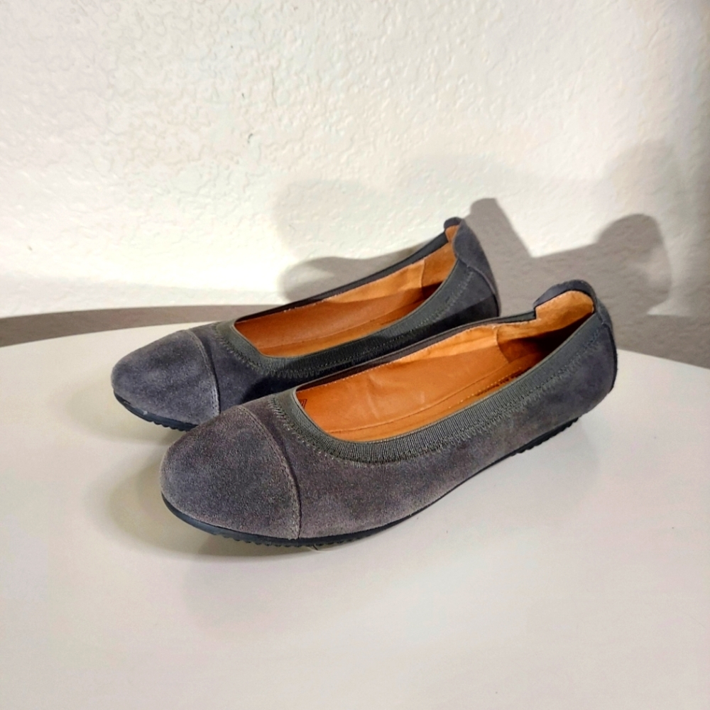 Joseph Seibel Double Air Reaction Gray Suede Cap Toe Flats
